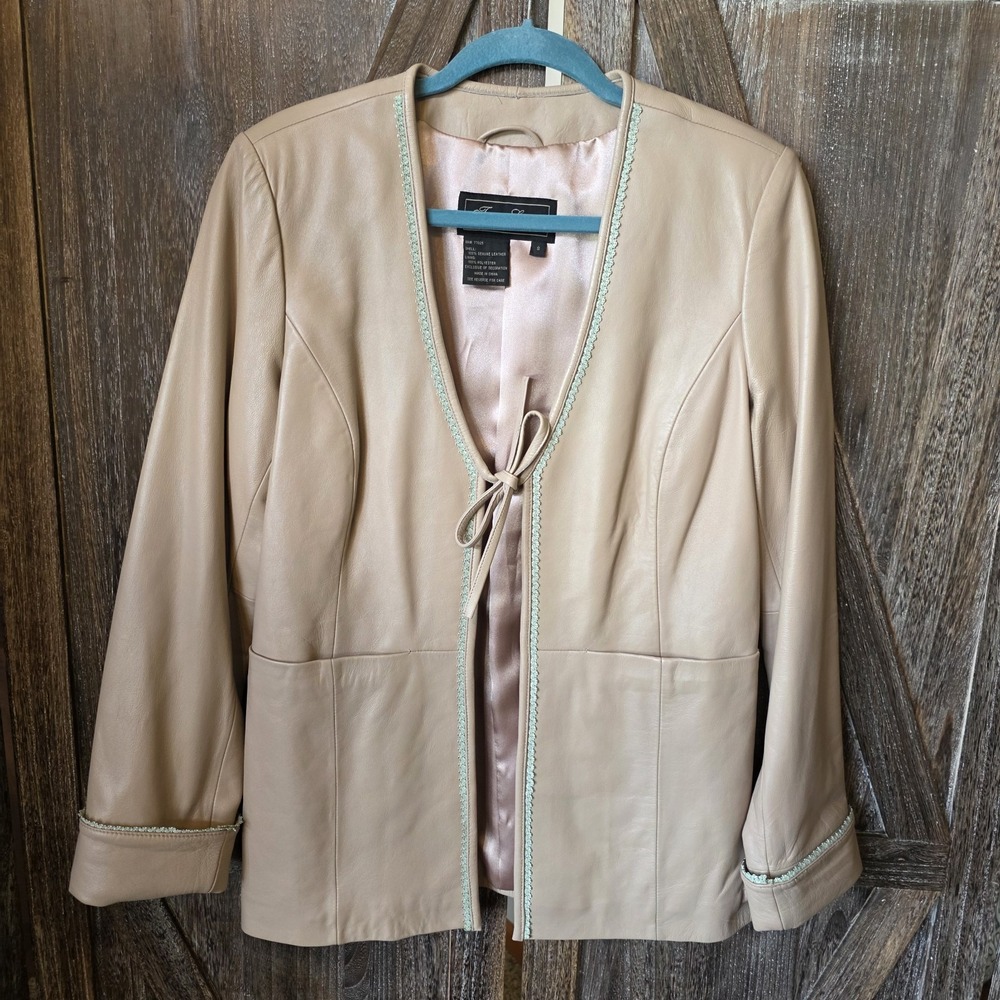 Terry Lewis Jacket Classic Luxuries Women's Size Small Blush Open Front Blazer